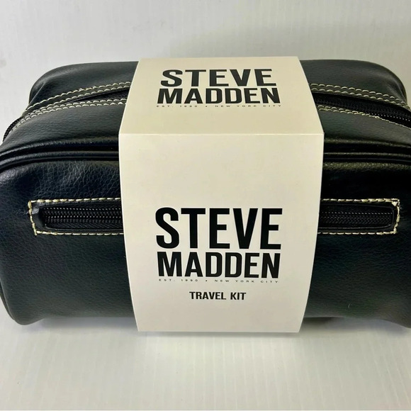♠️”Steve Madden” NWT Men’s Travel/Shaving Kit Black w/ Zip Closure & Pocket - Picture 1 of 13